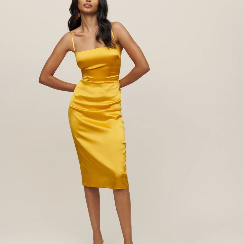 Reformation Yellow Midi Dress